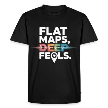 Flat Maps Deep Feels Geography Cartography - Men's Premium Organic T-Shirt - black - Front - Nico (187cm)