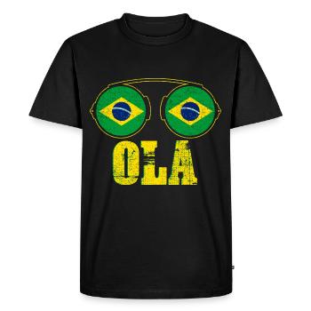 Drapeau du Brésil - T-shirt Premium bio Homme - noir - Devant - Nico (187cm)
