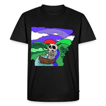 Angler, Skeleton Fishing, Fishing, Hobby, Fishing, Nature - Men's Premium Organic T-Shirt - black - Front - Nico (187cm)