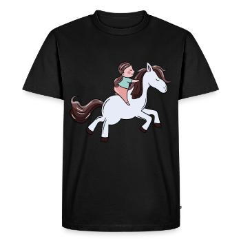 Cavalier Poney Fille Équitation Ross Poney Ferme Enfant - T-shirt Premium bio Homme - noir - Devant - Nico (187cm)