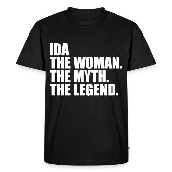 Femme, Mythe, Légende, Prénom, Ida - T-shirt Premium bio Homme - noir - Devant - Nico (187cm)