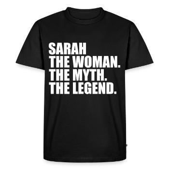 Woman Myth Legend Name Sarah - Men's Premium Organic T-Shirt - black - Front - Nico (187cm)