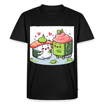 Kawaii Sushi with Wasabi - Men's Premium Organic T-Shirt - black - Front - Nico (187cm)