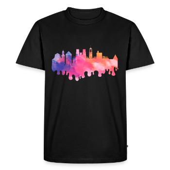 Rennes France City Skyline Splash Colorful - Men's Premium Organic T-Shirt - black - Front - Nico (187cm)
