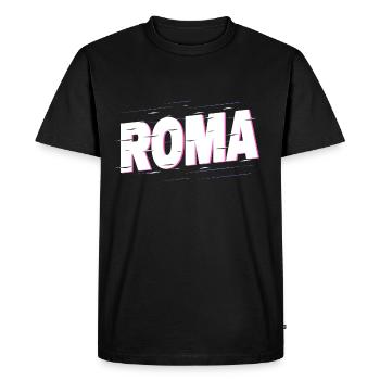 Rome Roma Italie Ville Écriture Accueil Amour Vacances - T-shirt Premium bio Homme - noir - Devant - Nico (187cm)