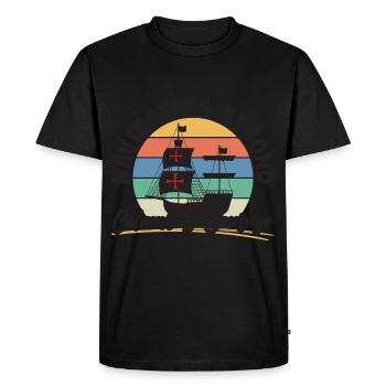 Naviguer au-delà du courage de Christophe Colomb Journée de Christophe Colomb - T-shirt Premium bio Homme - noir - Devant - Nico (187cm)