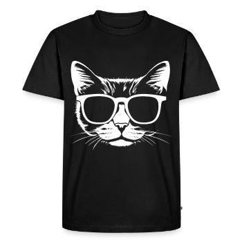 Drôle de chat avec des lunettes de soleil Chaton Sunglas Cats - T-shirt Premium bio Homme - noir - Devant - Nico (187cm)