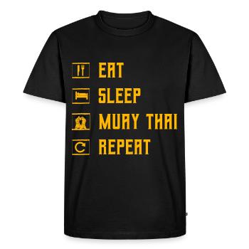 Manger Dormir Muay Thai Répéter - T-shirt Premium bio Homme - noir - Devant - Nico (187cm)