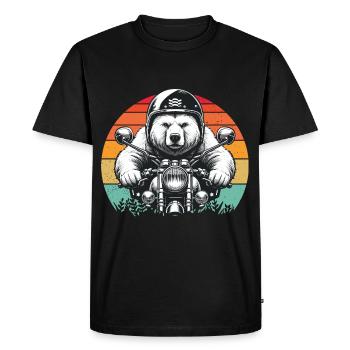 Motorcycle Biker Grizzly Bear Motorcycle Riding Retro - Men's Premium Organic T-Shirt - black - Front - Nico (187cm)