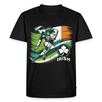 Maillot de Rugby Irlande - T-shirt Premium bio Homme - noir - Devant - Nico (187cm)