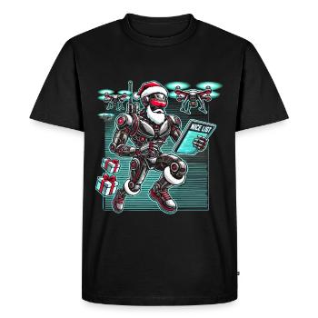 AI Santa Robot with Drones Future Christmas Helper - Men's Premium Organic T-Shirt - black - Front - Nico (187cm)