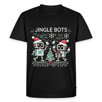 Jingle Bots - Christmas Robots with Binary Code - Men's Premium Organic T-Shirt - black - Front - Nico (187cm)