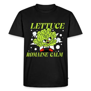 Lettuce Romaine Calm – Funny Salad - Men's Premium Organic T-Shirt - black - Front - Nico (187cm)