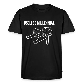 Useless Milzinial Exhausted Person Gift - Men's Premium Organic T-Shirt - black - Front - Nico (187cm)