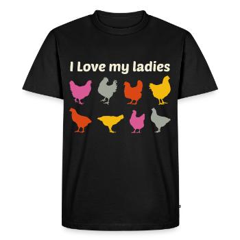 Amateur de poulet Aviateur Agriculteur Ferme Drôle - T-shirt Premium bio Homme - noir - Devant - Nico (187cm)