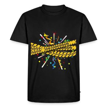 Birthday zone - Attention - Men's Premium Organic T-Shirt - black - Front - Nico (187cm)
