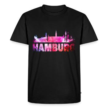 Hambourg Allemagne City Skyline Font Splash - T-shirt Premium bio Homme - noir - Devant - Nico (187cm)