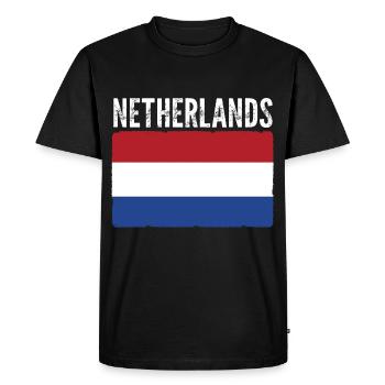 Pays-Bas Flag Hollande - T-shirt Premium bio Homme - noir - Devant - Nico (187cm)
