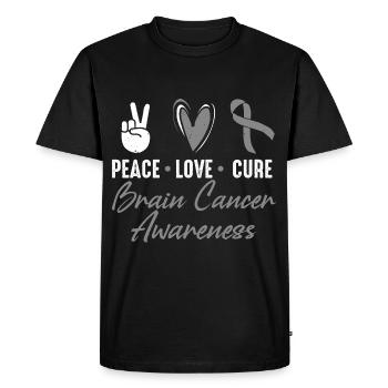 Paix, Amour, Guérison, Tumeur cérébrale, Cancer, - T-shirt Premium bio Homme - noir - Devant - Nico (187cm)