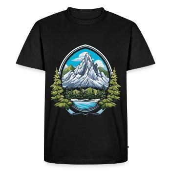 Montagnes Symbole Armoiries - T-shirt Premium bio Homme - noir - Devant - Nico (187cm)