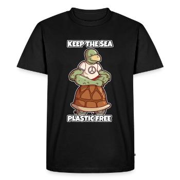 Keep The Sea Plastic Free Environmental Protection Save the Sea - Men's Premium Organic T-Shirt - black - Front - Nico (187cm)
