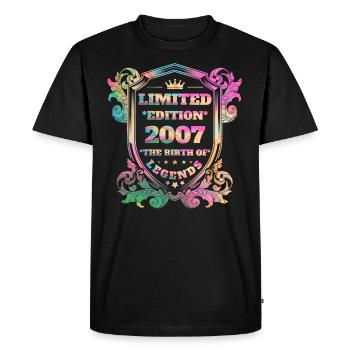 2007 Anniversaire vintage couleurs arc-en-ciel - T-shirt Premium bio Homme - noir - Devant - Nico (187cm)