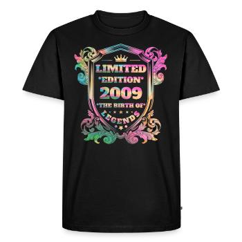 2009 Anniversaire vintage vintage couleurs arc-en-ciel vintage - T-shirt Premium bio Homme - noir - Devant - Nico (187cm)