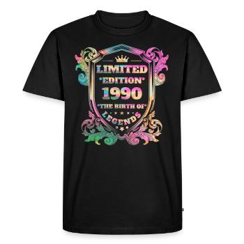 1990 Anniversaire vintage couleurs arc-en-ciel - T-shirt Premium bio Homme - noir - Devant - Nico (187cm)