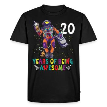 20e anniversaire Astronaute Astronomie Système solaire - T-shirt Premium bio Homme - noir - Devant - Nico (187cm)