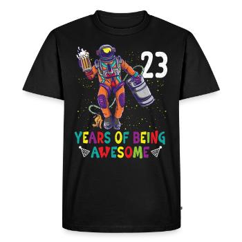 23e anniversaire Astronaute Astronomie Système solaire - T-shirt Premium bio Homme - noir - Devant - Nico (187cm)