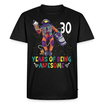30e anniversaire Astronaute Astronomie Système solaire - T-shirt Premium bio Homme - noir - Devant - Nico (187cm)
