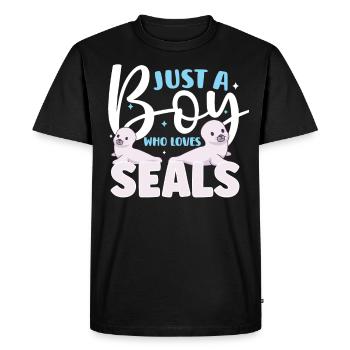 Phoque Animal Wilderness Animaux Phoques Mignon Bébé Mer - T-shirt Premium bio Homme - noir - Devant - Nico (187cm)