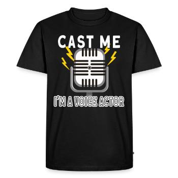 Doubleur Voix off Enregistrement audio d’ingénierie - T-shirt Premium bio Homme - noir - Devant - Nico (187cm)