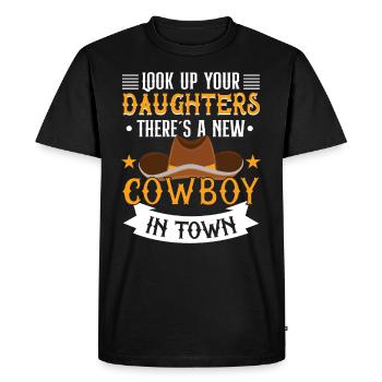 Cowboy Barn Bull Rider Rodeo Country Western - Men's Premium Organic T-Shirt - black - Front - Nico (187cm)