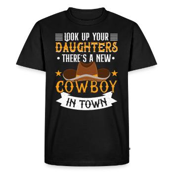 Cowboy Barn Bull Rider Rodeo Country Western - Men's Premium Organic T-Shirt - black - Front - Nico (187cm)