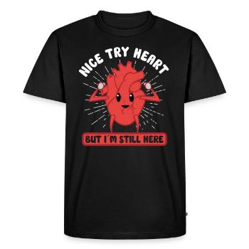 Chirurgie à cœur ouvert Cadeau de survivant en chirurgie cardiaque - T-shirt Premium bio Homme - noir - Devant - Nico (187cm)