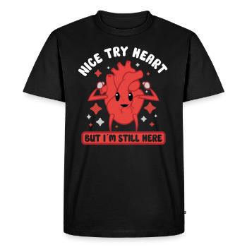 Chirurgie à cœur ouvert Cadeau de survivant en chirurgie cardiaque - T-shirt Premium bio Homme - noir - Devant - Nico (187cm)