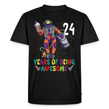 24e anniversaire Astronaute Astronomie Système solaire - T-shirt Premium bio Homme - noir - Devant - Nico (187cm)