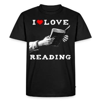J’adore lire - T-shirt Premium bio Homme - noir - Devant - Nico (187cm)