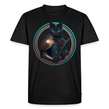 Chat chevalier noir avec armure et épée - T-shirt Premium bio Homme - noir - Devant - Nico (187cm)