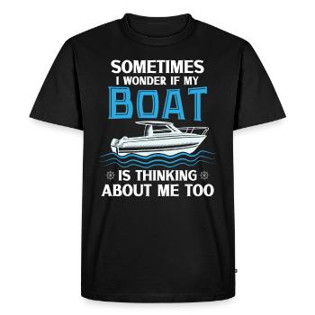 Bateau papa Capitaine Pontoon Sailor Croisière - T-shirt Premium bio Homme - noir - Devant - Nico (187cm)