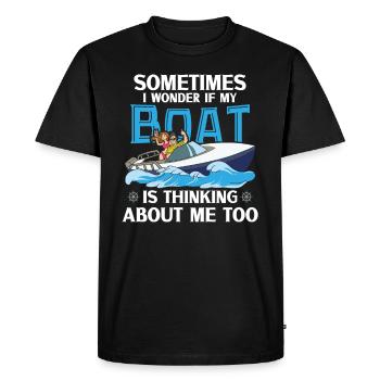 Bateau papa Capitaine Pontoon Sailor Croisière - T-shirt Premium bio Homme - noir - Devant - Nico (187cm)