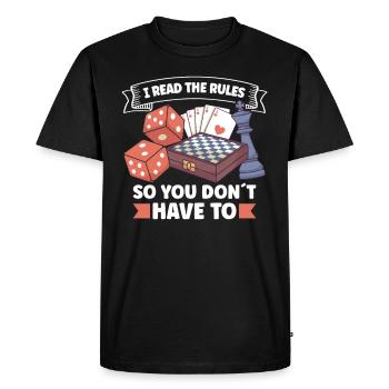 Vin Jeux de société Jeu d’échecs Joueur de plateau Jeux d’argent - T-shirt Premium bio Homme - noir - Devant - Nico (187cm)