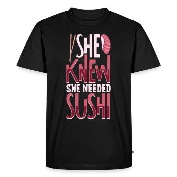Fan de sushis Cuisine japonaise Cuisine gastronomique Japon - T-shirt Premium bio Homme - noir - Devant - Nico (187cm)