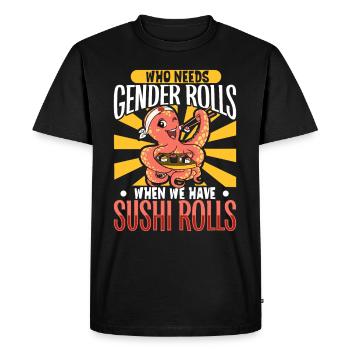 Fan de sushis Cuisine japonaise Cuisine gastronomique Japon - T-shirt Premium bio Homme - noir - Devant - Nico (187cm)