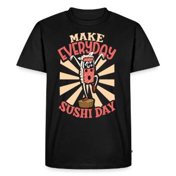 Fan de sushis Cuisine japonaise Cuisine gastronomique Japon - T-shirt Premium bio Homme - noir - Devant - Nico (187cm)