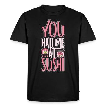 Fan de sushis Cuisine japonaise Cuisine gastronomique Japon - T-shirt Premium bio Homme - noir - Devant - Nico (187cm)