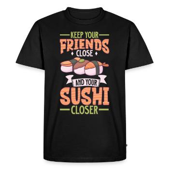 Fan de sushis Cuisine japonaise Cuisine gastronomique Japon - T-shirt Premium bio Homme - noir - Devant - Nico (187cm)