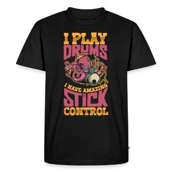 Drummer Drums Music Drum Set Drumming - Men's Premium Organic T-Shirt - black - Front - Nico (187cm)