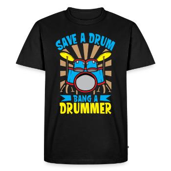 Drummer Drums Music Drum Set Drumming - Men's Premium Organic T-Shirt - black - Front - Nico (187cm)